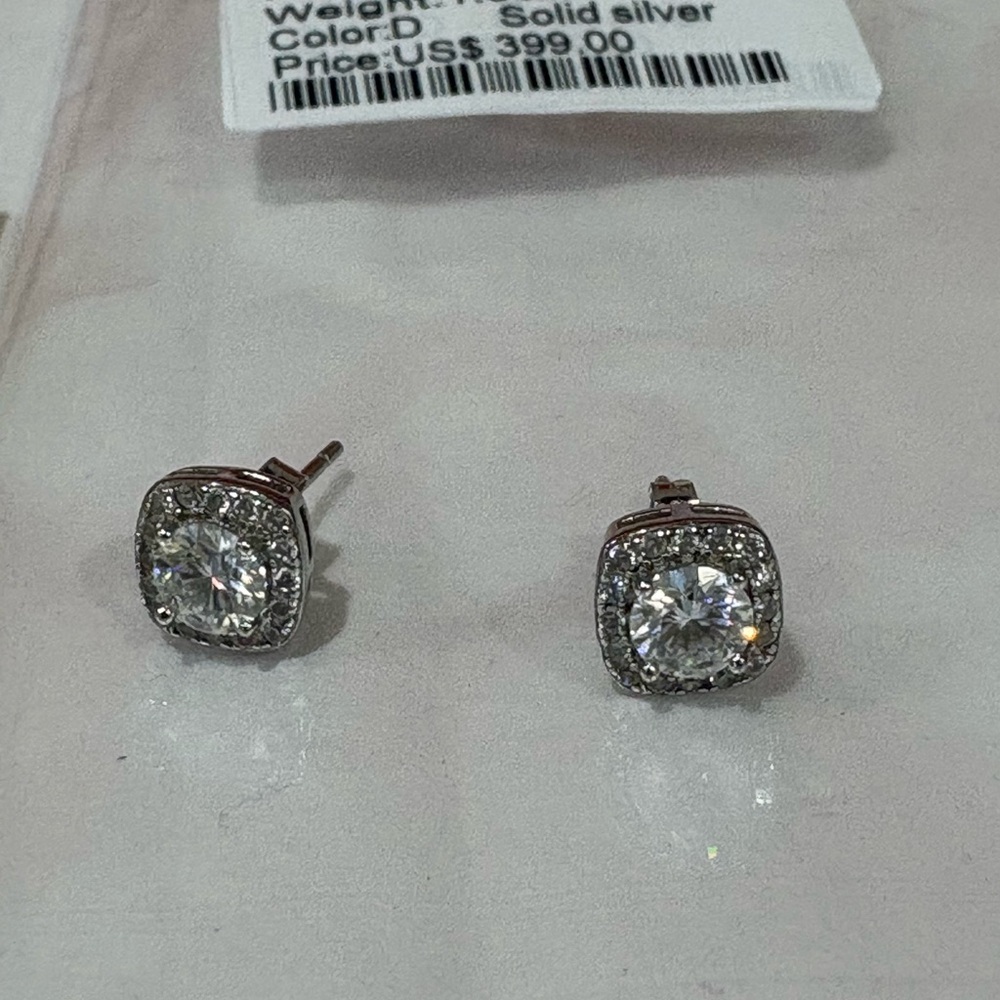 Elegant Moissanite Silver Stud Earrings
